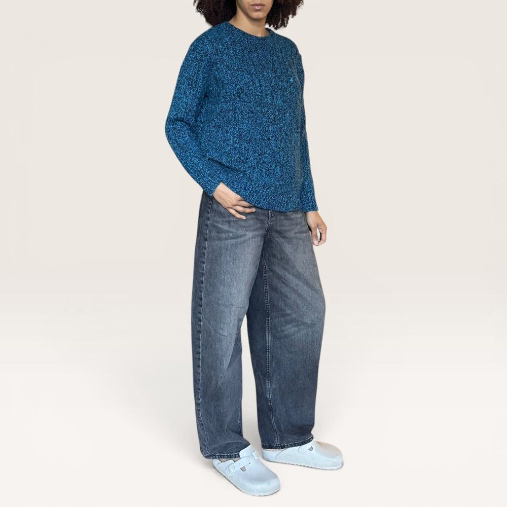 Nautica‎ Blue Marled Knit Crewneck Sweater Large Long Sleeve Pullover Logo - Picture 3 of 8
